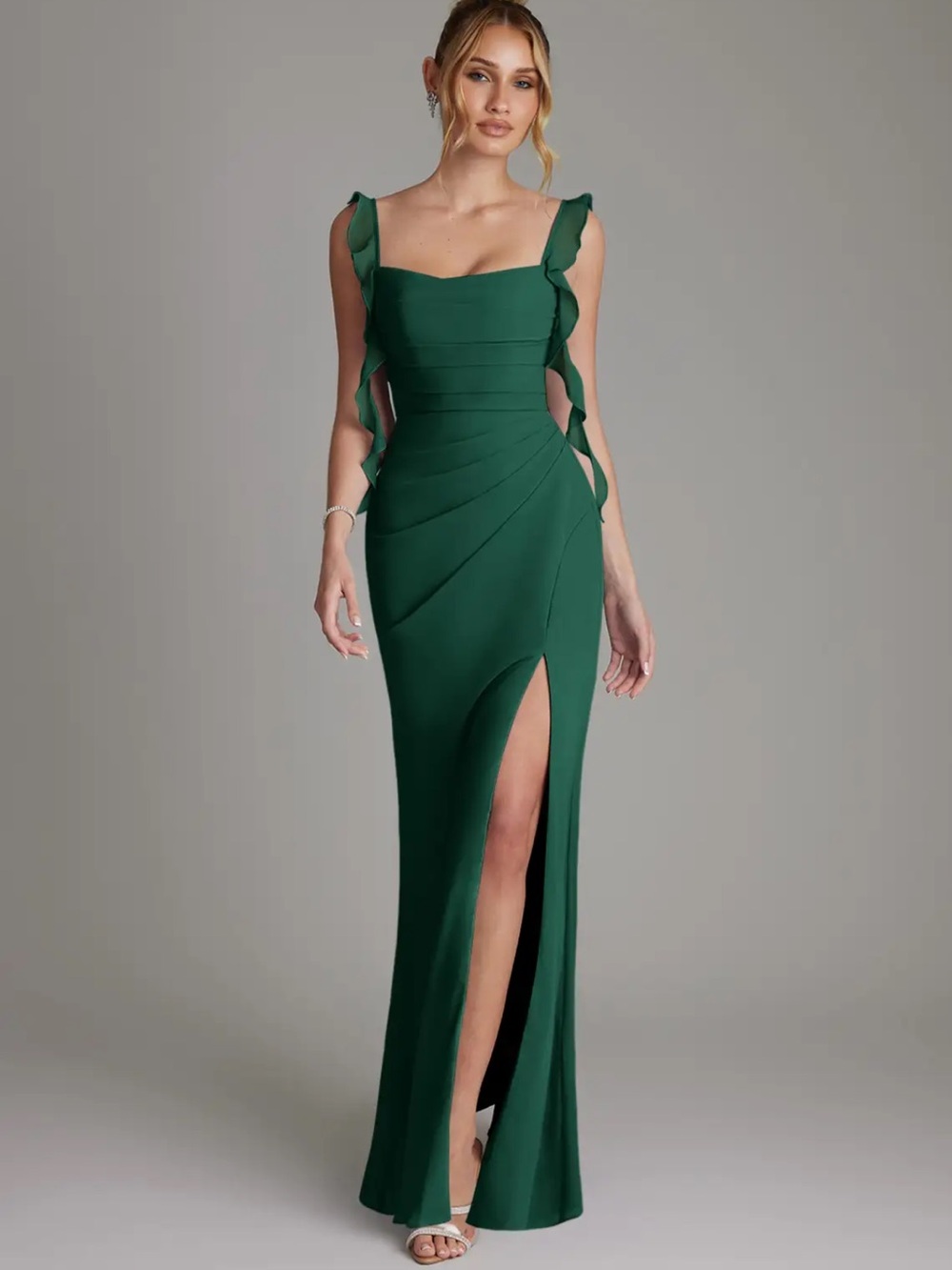 Azazie Jessamine
Emerald Mermaid Corset Chiffon Dress